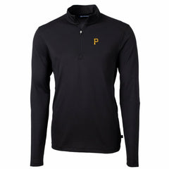 Pittsburgh Pirates Cutter & Buck Big & Tall Virtue Eco Pique Quarter-Zip Pullover Jacket - Black