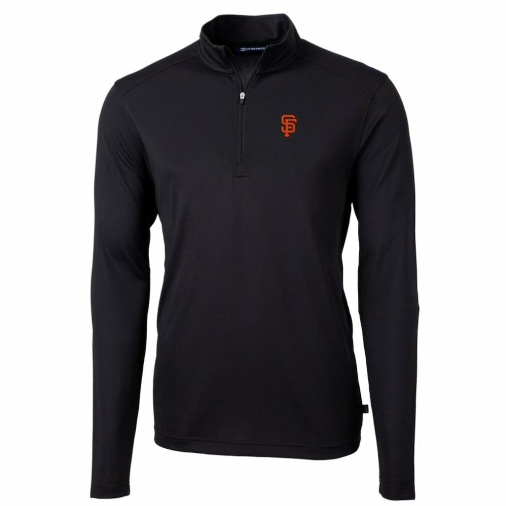 San Francisco Giants Cutter & Buck Big & Tall Virtue Eco Pique Quarter-Zip Pullover Jacket - Black