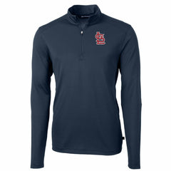 St. Louis Cardinals Cutter & Buck Big & Tall Virtue Eco Pique Quarter-Zip Pullover Jacket - Navy