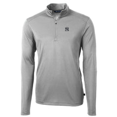 New York Yankees Cutter & Buck Big & Tall Virtue Eco Pique Quarter-Zip Pullover Jacket - Gray