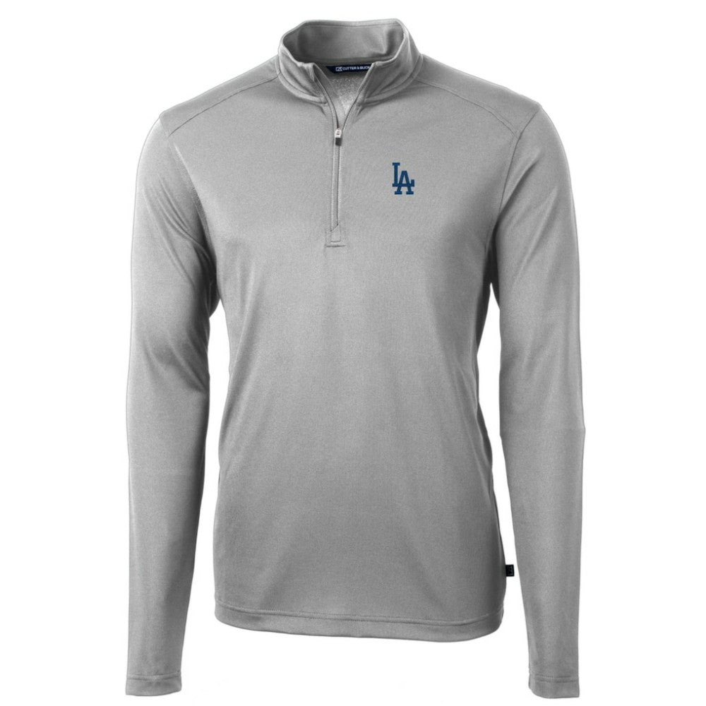 Los Angeles Dodgers Cutter & Buck Big & Tall Virtue Eco Pique Quarter-Zip Pullover Jacket - Gray