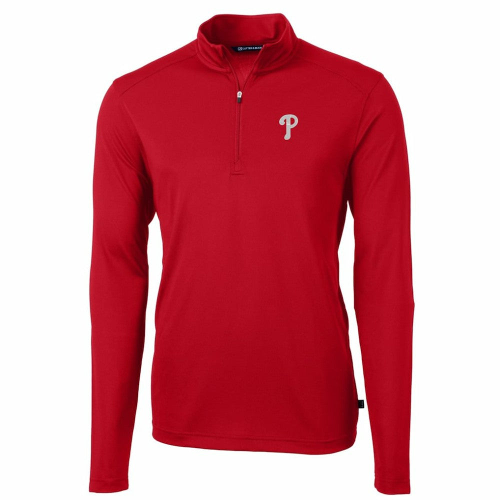 Philadelphia Phillies Cutter & Buck Big & Tall Virtue Eco Pique Quarter-Zip Pullover Jacket - Red
