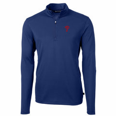 Philadelphia Phillies Cutter & Buck Big & Tall Virtue Eco Pique Quarter-Zip Pullover Jacket - Royal