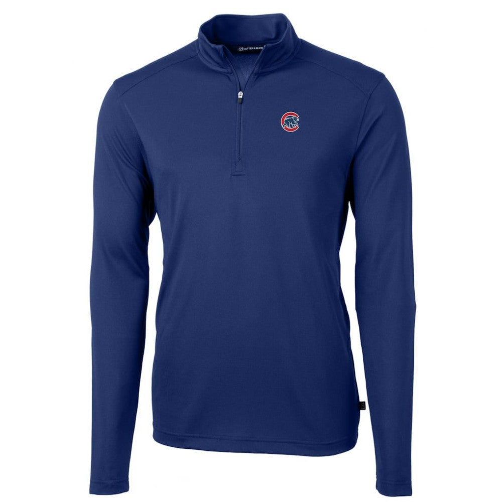 Chicago Cubs Cutter & Buck Big & Tall Virtue Eco Pique Quarter-Zip Pullover Jacket - Royal