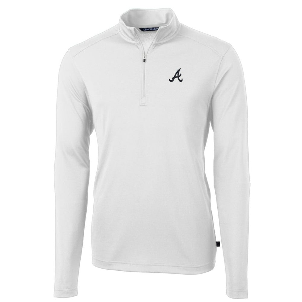 Atlanta Braves Cutter & Buck Big & Tall Virtue Eco Pique Quarter-Zip Pullover Jacket - White