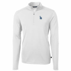 Los Angeles Dodgers Cutter & Buck Big & Tall Virtue Eco Pique Quarter-Zip Pullover Jacket - White