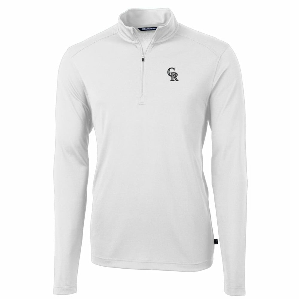 Colorado Rockies Cutter & Buck Big & Tall Virtue Eco Pique Quarter-Zip Pullover Jacket - White