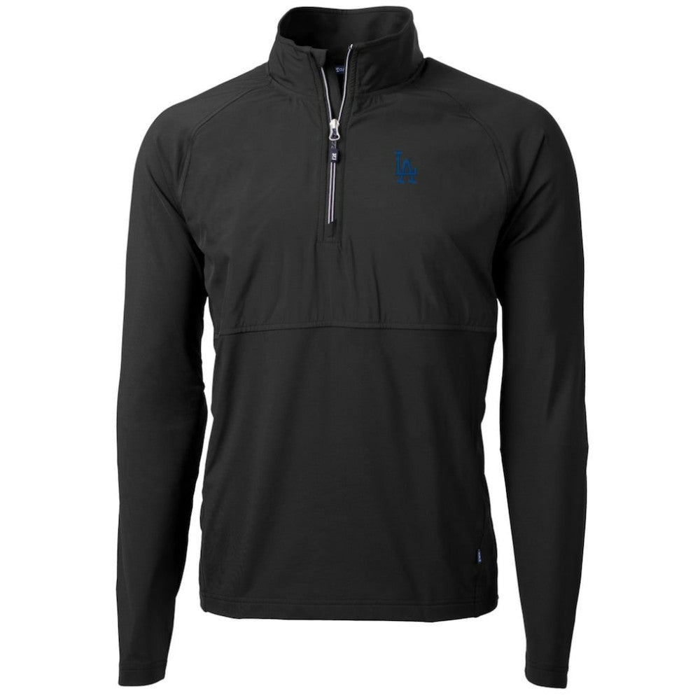 Los Angeles Dodgers Cutter & Buck Adapt Eco Knit Hybrid Recycled Quarter-Zip Pullover Jacket - Black
