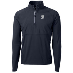Detroit Tigers Cutter & Buck Adapt Eco Knit Hybrid Recycled Quarter-Zip Pullover Jacket - Navy
