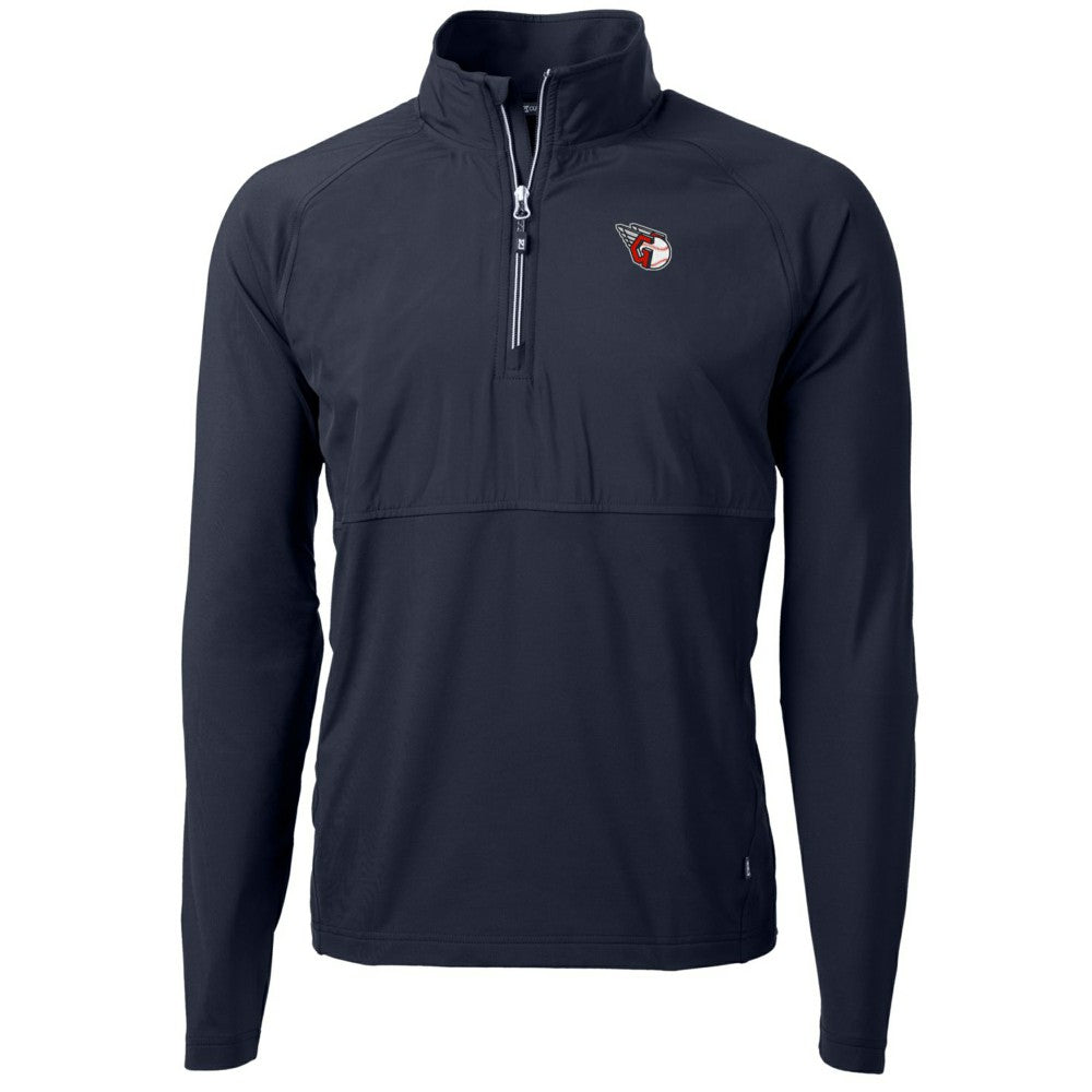 Cleveland Guardians Cutter & Buck Adapt Eco Knit Hybrid Recycled Quarter-Zip Pullover Jacket - Navy
