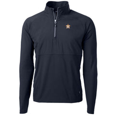 Houston Astros Cutter & Buck Adapt Eco Knit Hybrid Recycled Quarter-Zip Pullover Jacket - Navy