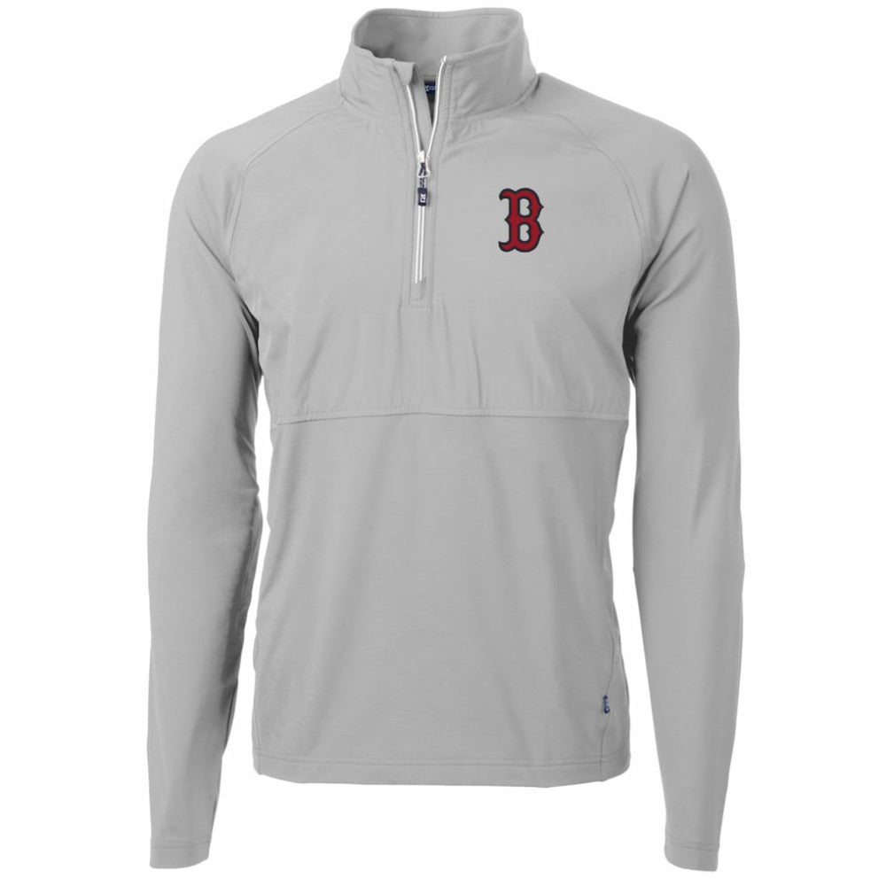 Boston Red Sox Cutter & Buck Adapt Eco Knit Hybrid Recycled Quarter-Zip Pullover Jacket - Gray