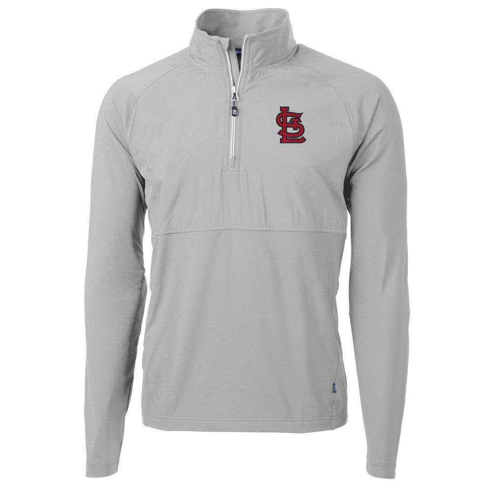 St. Louis Cardinals Cutter & Buck Adapt Eco Knit Hybrid Recycled Quarter-Zip Pullover Jacket - Gray