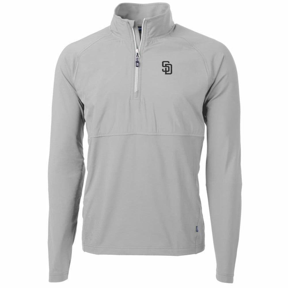 San Diego Padres Cutter & Buck Adapt Eco Knit Hybrid Recycled Quarter-Zip Pullover Jacket - Gray