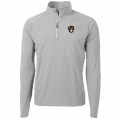 Milwaukee Brewers Cutter & Buck Adapt Eco Knit Hybrid Recycled Quarter-Zip Pullover Jacket - Gray