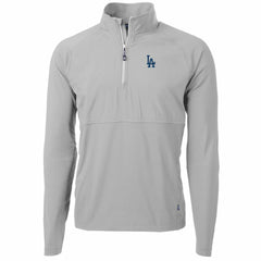 Los Angeles Dodgers Cutter & Buck Adapt Eco Knit Hybrid Recycled Quarter-Zip Pullover Jacket - Gray
