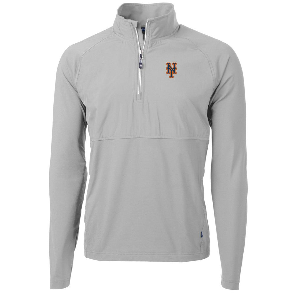 New York Mets Cutter & Buck Adapt Eco Knit Hybrid Recycled Quarter-Zip Pullover Jacket - Gray