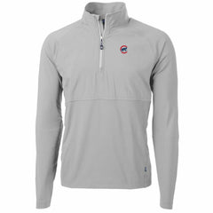 Chicago Cubs Cutter & Buck Adapt Eco Knit Hybrid Recycled Quarter-Zip Pullover Jacket - Gray