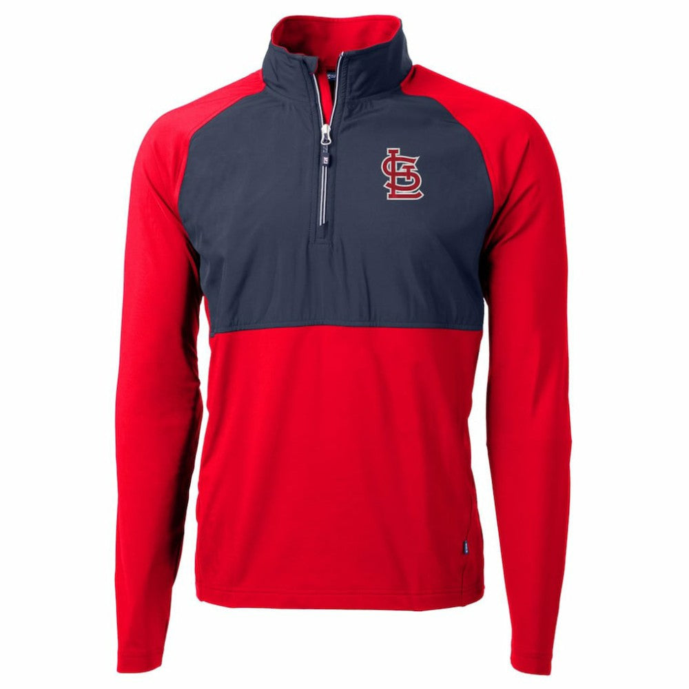 St. Louis Cardinals Cutter & Buck Adapt Eco Knit Hybrid Recycled Quarter-Zip Pullover Jacket - Red/Navy