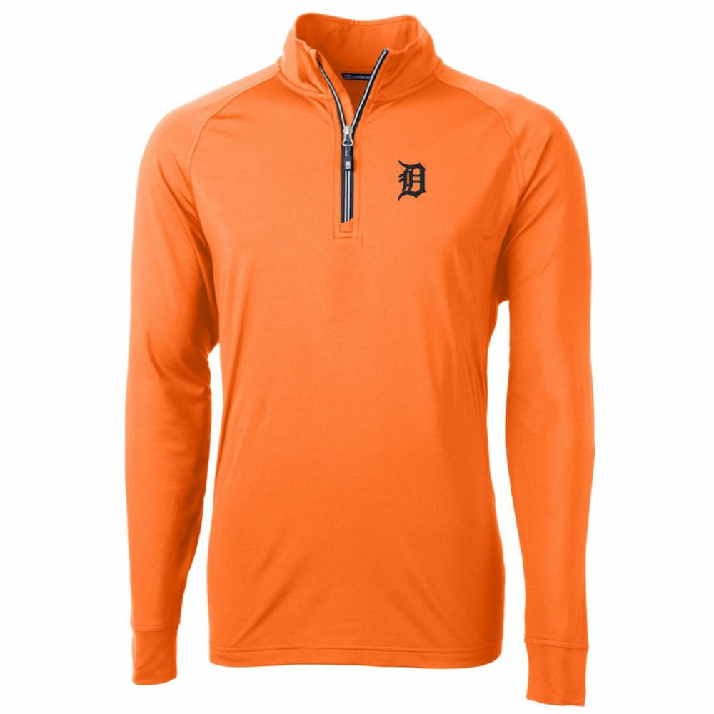 Detroit Tigers Cutter & Buck Adapt Eco Knit Stretch Recycled Quarter-Zip Pullover Jacket - Orange