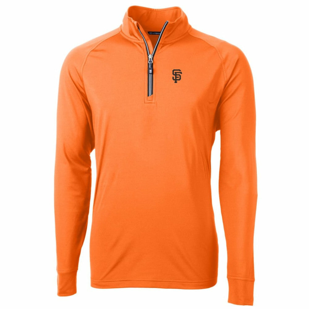 San Francisco Giants Cutter & Buck Adapt Eco Knit Stretch Recycled Quarter-Zip Pullover Jacket - Orange