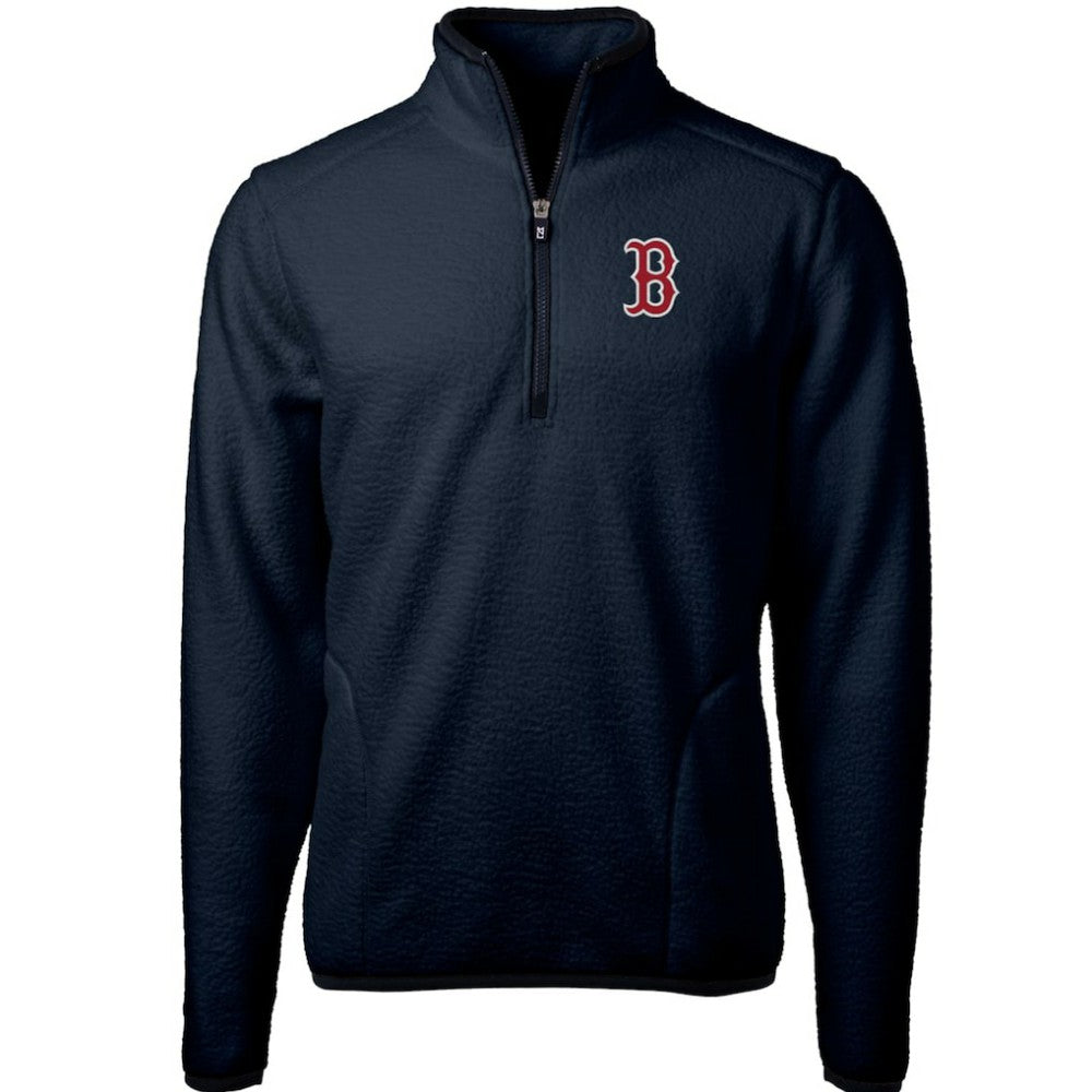Boston Red Sox Cutter & Buck Cascade Eco Sherpa Fleece Quarter-Zip Pullover Jacket - Navy