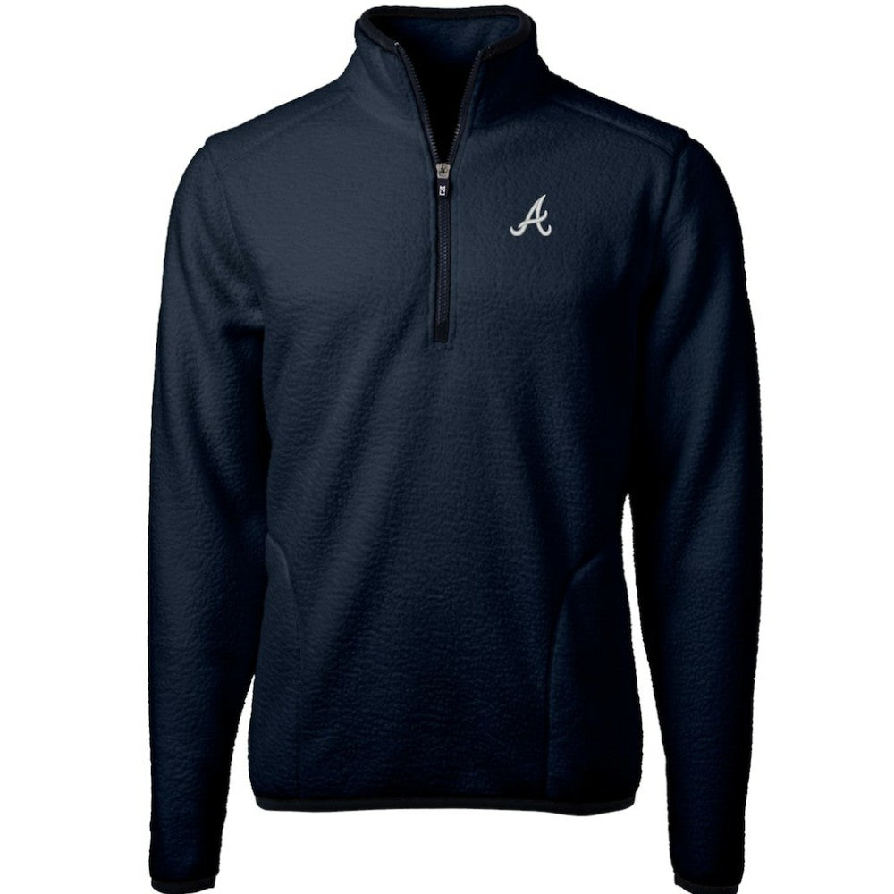 Atlanta Braves Cutter & Buck Cascade Eco Sherpa Fleece Quarter-Zip Pullover Jacket - Navy