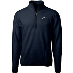 Atlanta Braves Cutter & Buck Cascade Eco Sherpa Fleece Quarter-Zip Pullover Jacket - Navy