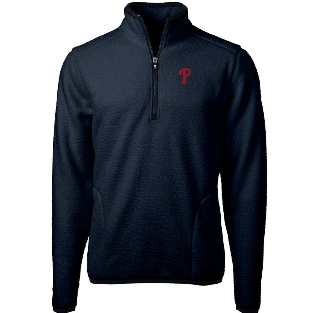 Philadelphia Phillies Cutter & Buck Cascade Eco Sherpa Fleece Quarter-Zip Pullover Jacket - Navy