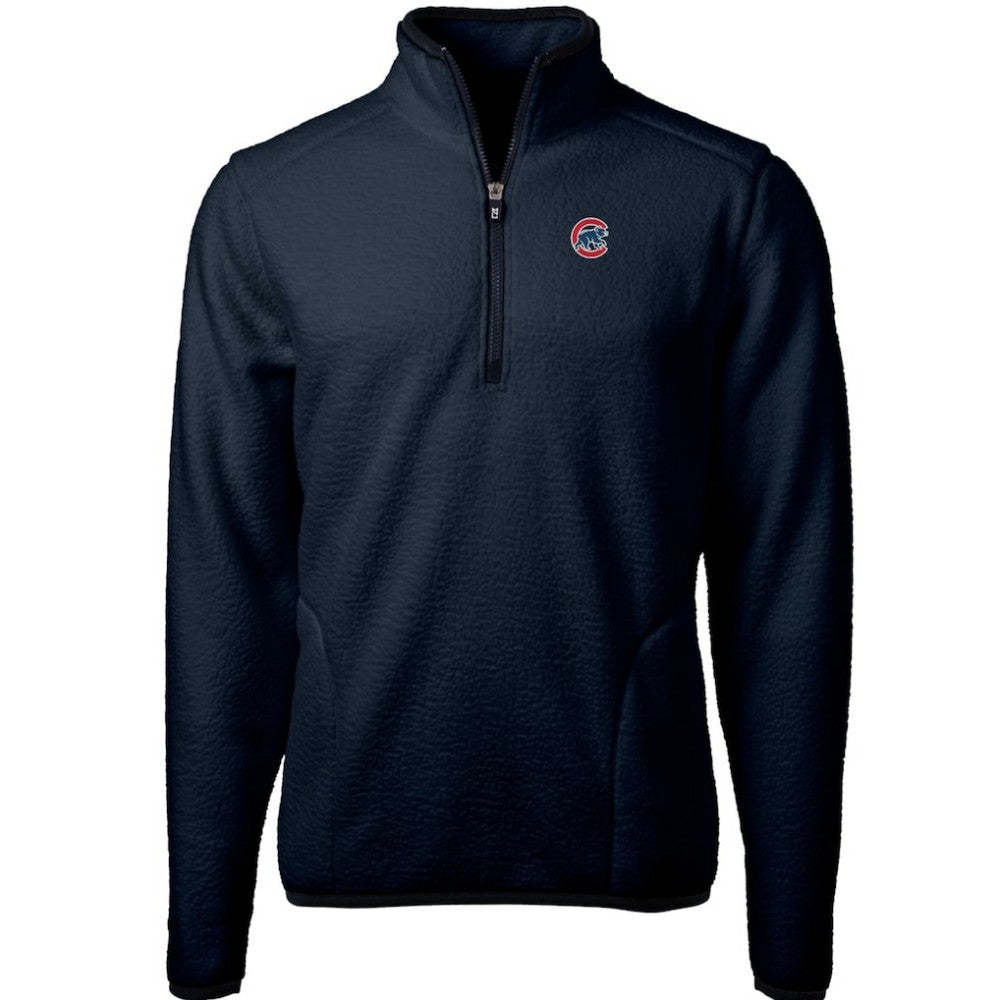 Chicago Cubs Cutter & Buck Cascade Eco Sherpa Fleece Quarter-Zip Pullover Jacket - Navy