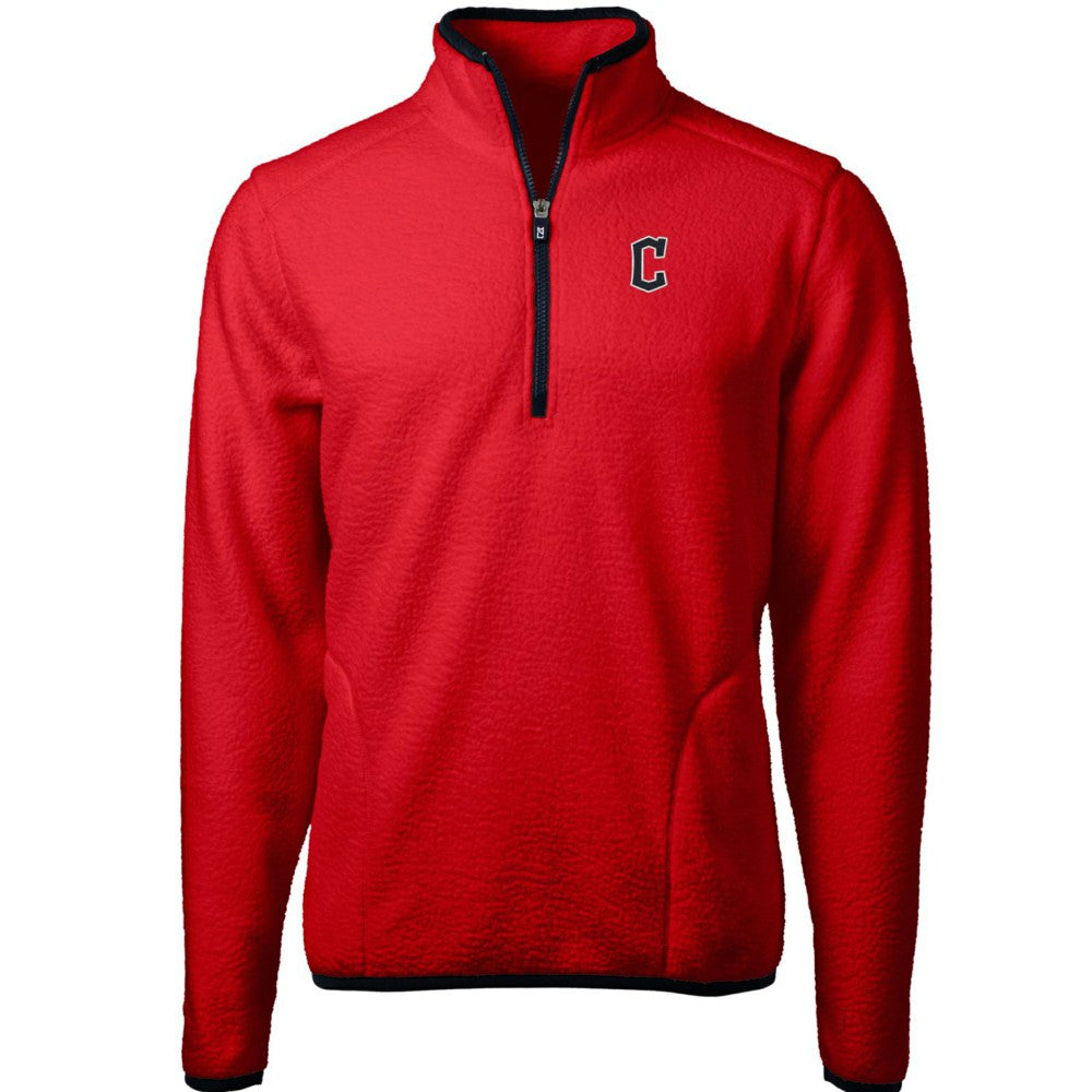 Cleveland Guardians Cutter & Buck Cascade Eco Sherpa Fleece Quarter-Zip Pullover Jacket - Red/Navy