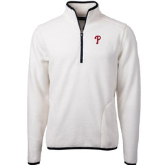 Philadelphia Phillies Cutter & Buck Cascade Eco Sherpa Fleece Quarter-Zip Pullover Jacket - White/Navy