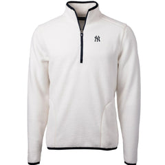 New York Yankees Cutter & Buck Cascade Eco Sherpa Fleece Quarter-Zip Pullover Jacket - White/Navy