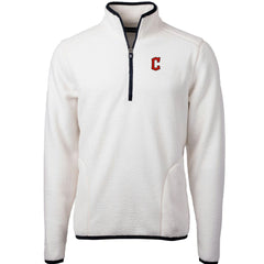 Cleveland Guardians Cutter & Buck Cascade Eco Sherpa Fleece Quarter-Zip Pullover Jacket - White/Navy