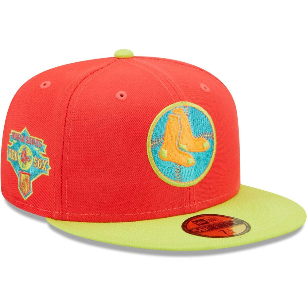 Boston Red Sox   Lava Highlighter Combo 59FIFTY Fitted Hat - Red/Neon Green | New Era
