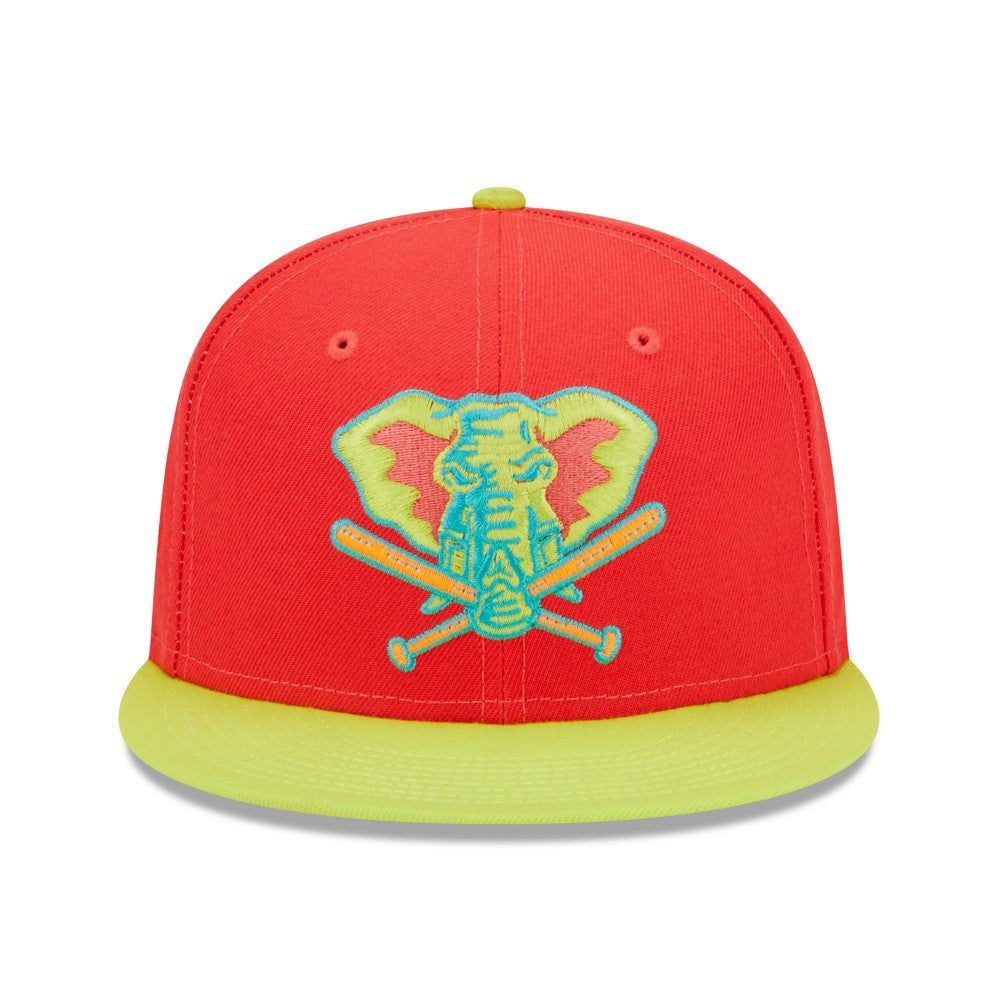 Athletics 40th Anniversary Lava Highlighter Combo 59FIFTY Fitted Hat - Red/Neon Green | New Era