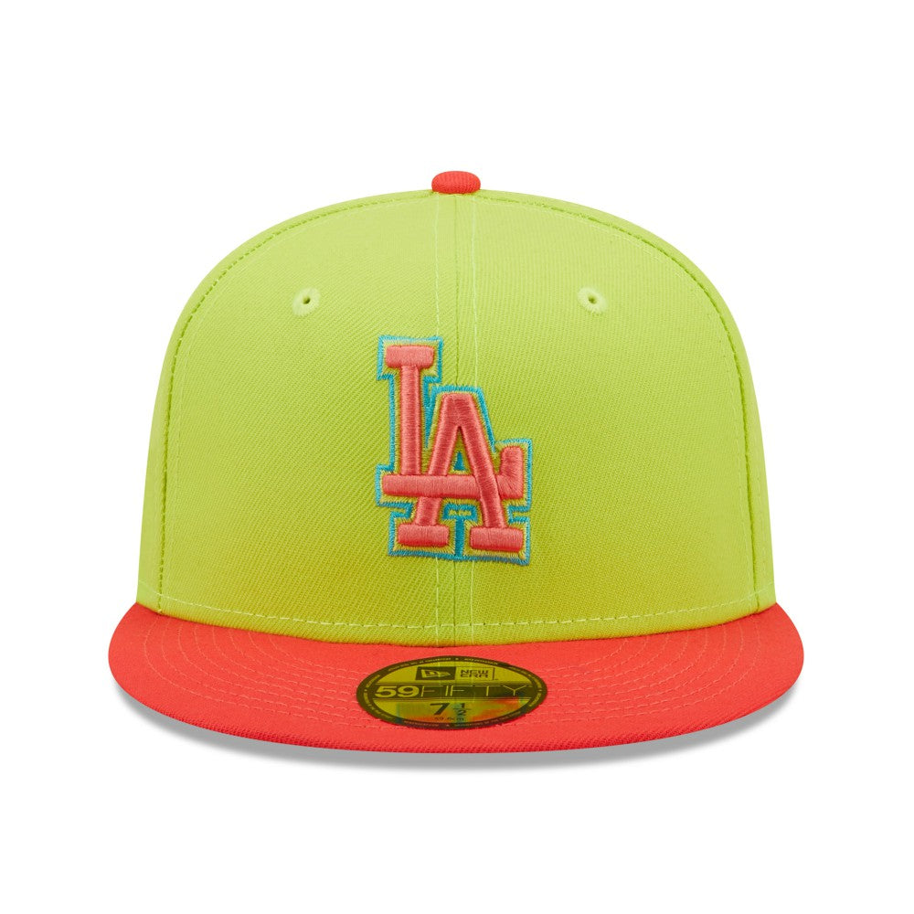 Los Angeles Dodgers Cyber Highlighter 59FIFTY Fitted Hat - Green/Red | New Era
