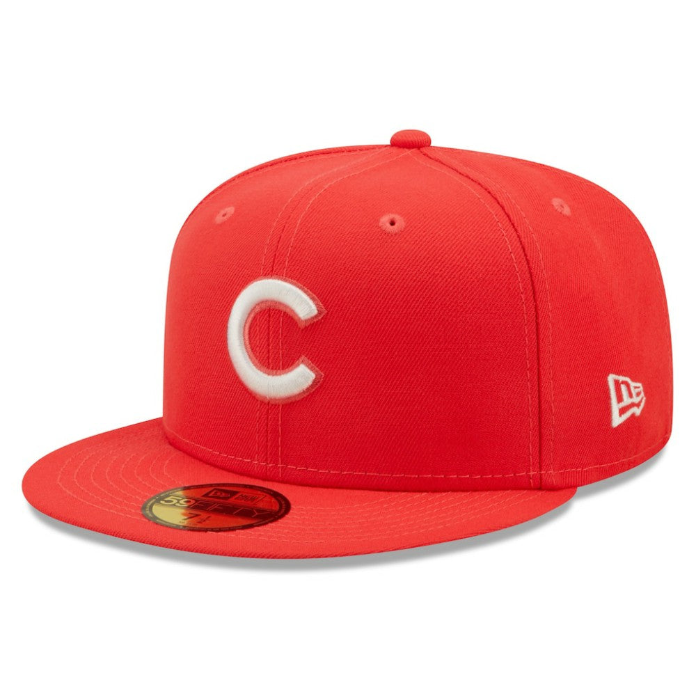 Chicago Cubs Lava Highlighter Logo 59FIFTY Fitted Hat - Red | New Era