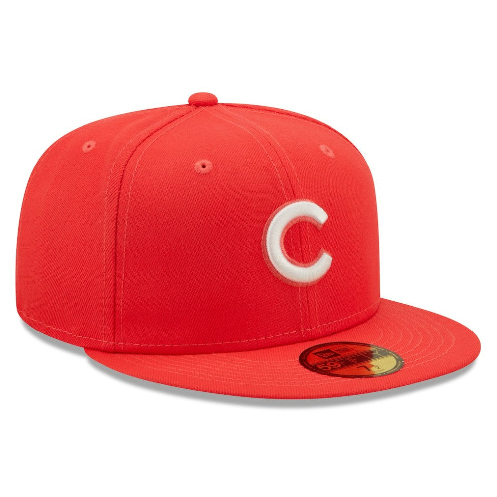 Chicago Cubs Lava Highlighter Logo 59FIFTY Fitted Hat - Red | New Era