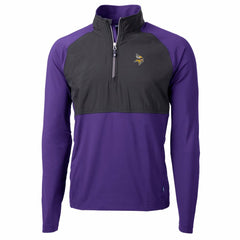 NFL Minnesota Vikings Cutter & Buck Adapt Eco Knit Hybrid Recycled Quarter-Zip Raglan Jacket