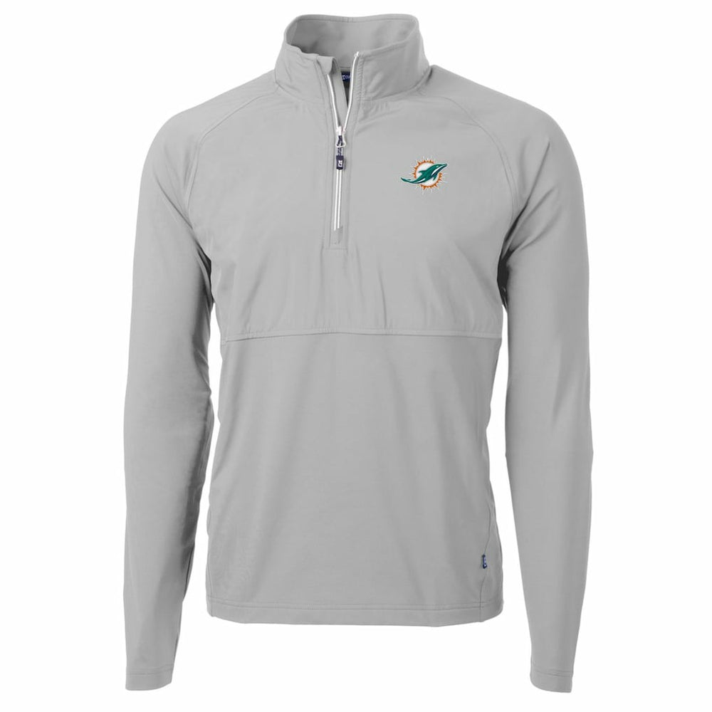 NFL Miami Dolphins Cutter & Buck Adapt Eco Knit Hybrid Recycled Quarter-Zip Raglan Jacket