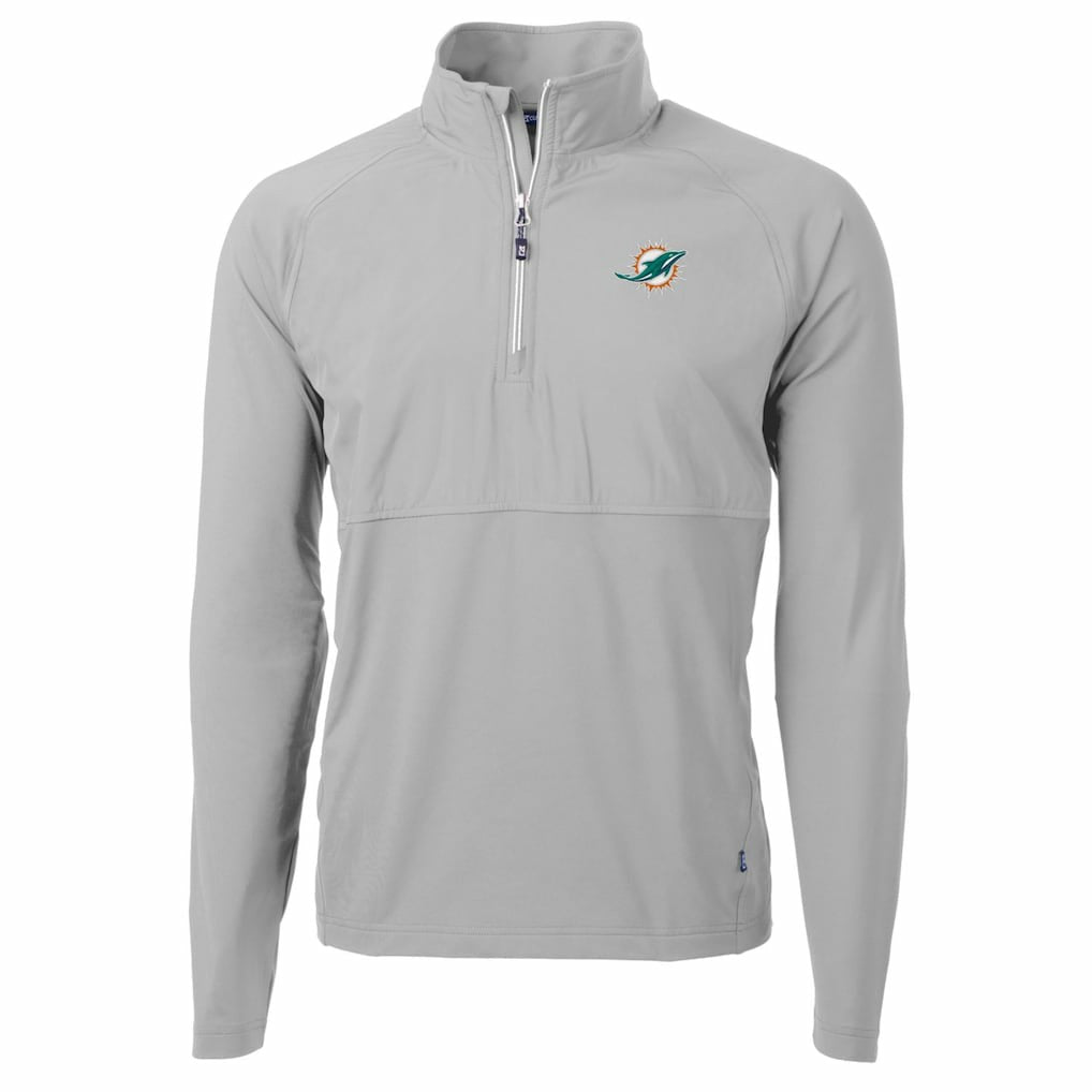 NFL Miami Dolphins Cutter & Buck Adapt Eco Knit Hybrid Recycled Quarter-Zip Raglan Jacket