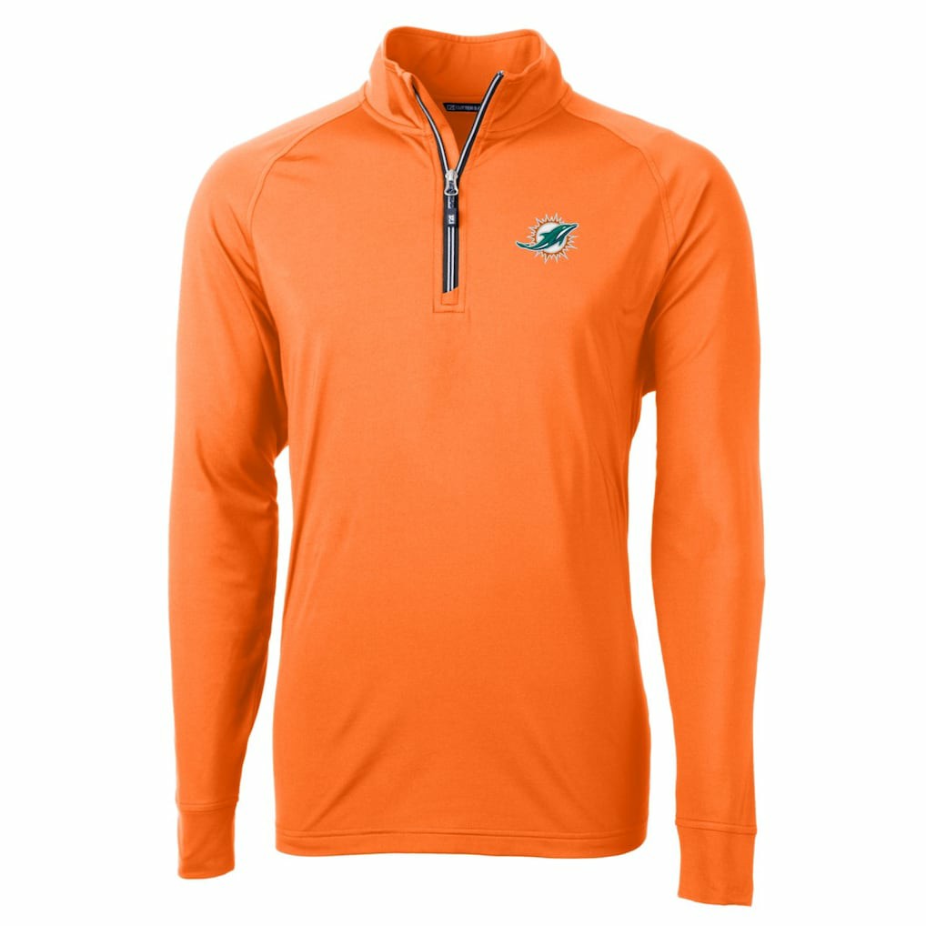NFL Miami Dolphins Cutter & Buck Adapt Eco Knit Stretch Recycled Quarter-Zip Jacket