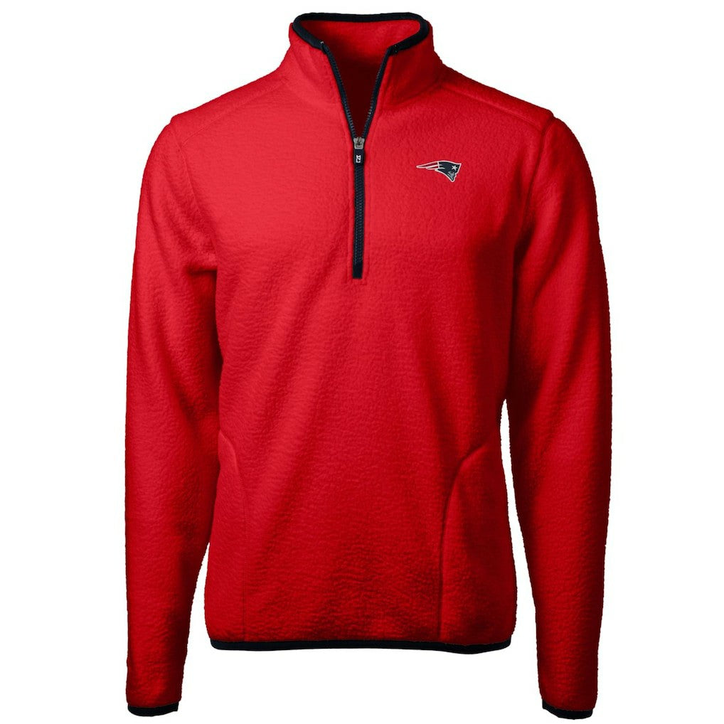 NFL New England Patriots Cutter & Buck Cascade Eco Sherpa Fleece Quarter-Zip Pullover Jacket