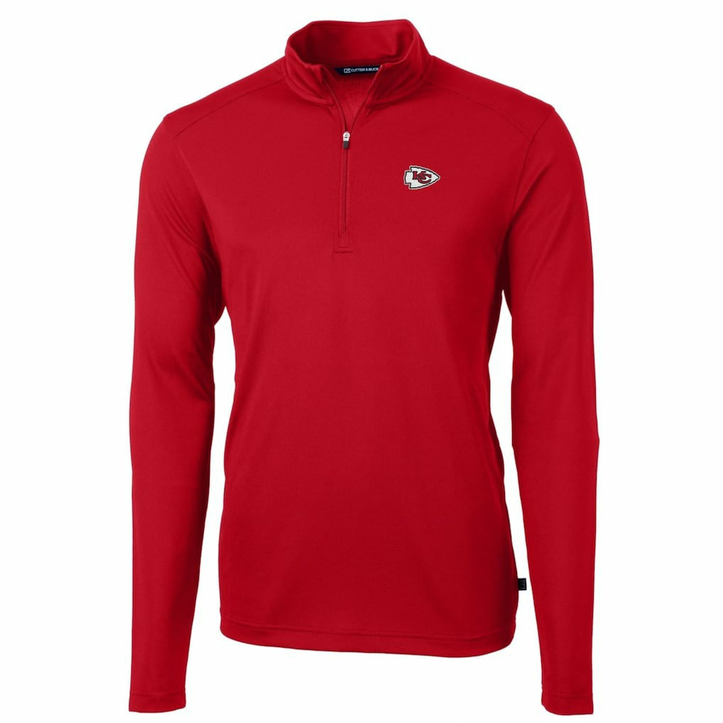 NFL Kansas City Chiefs Cutter & Buck Big & Tall Virtue Eco Pique Quarter-Zip Pullover Jacket