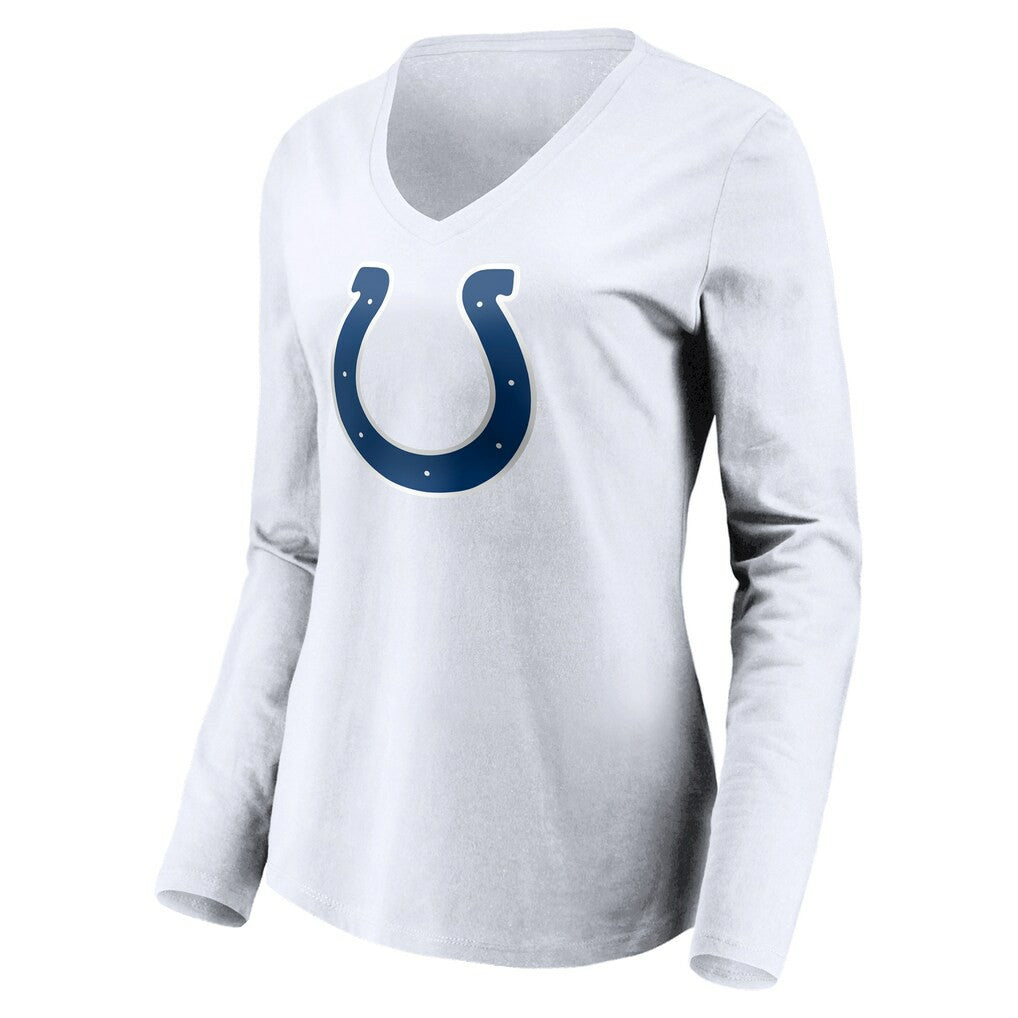 NFL Indianapolis Colts Women's Team Authentic Logo Personalized Name & Number V-Neck Long Sleeve T-Shirt