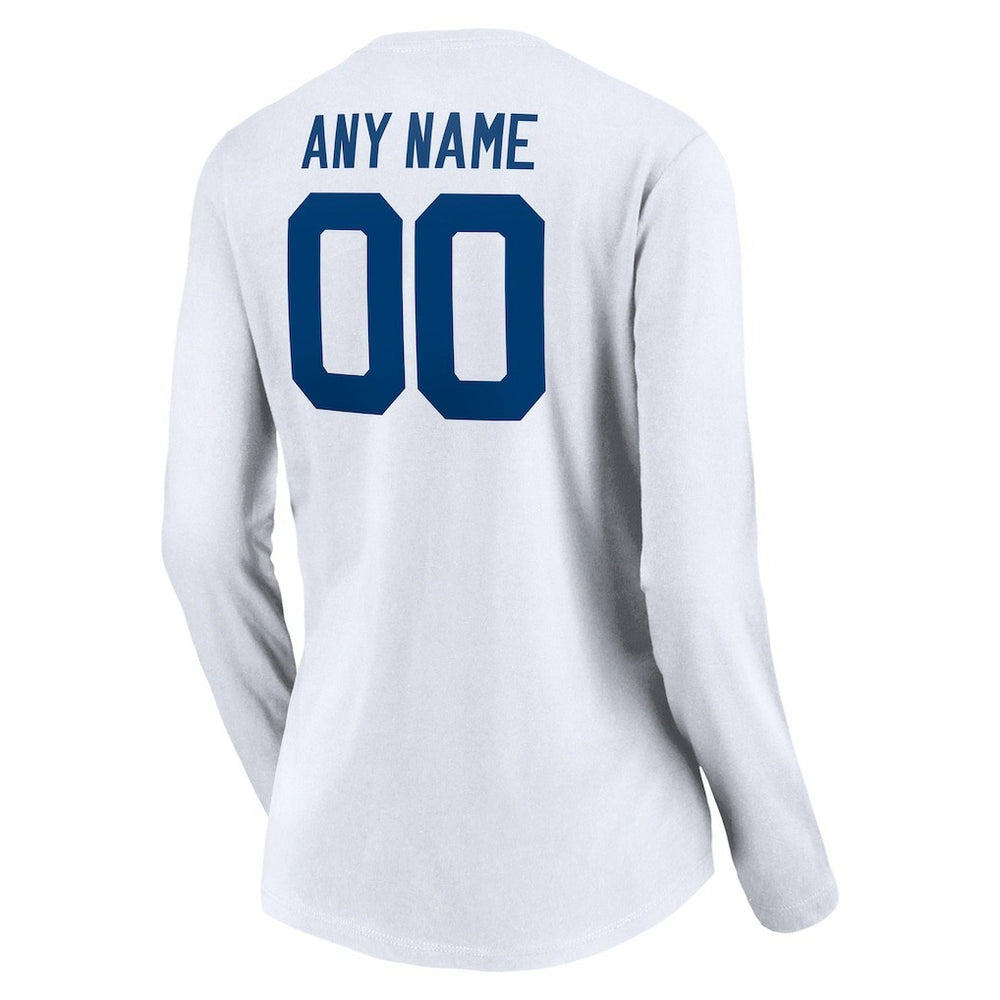 NFL Indianapolis Colts Women's Team Authentic Logo Personalized Name & Number V-Neck Long Sleeve T-Shirt