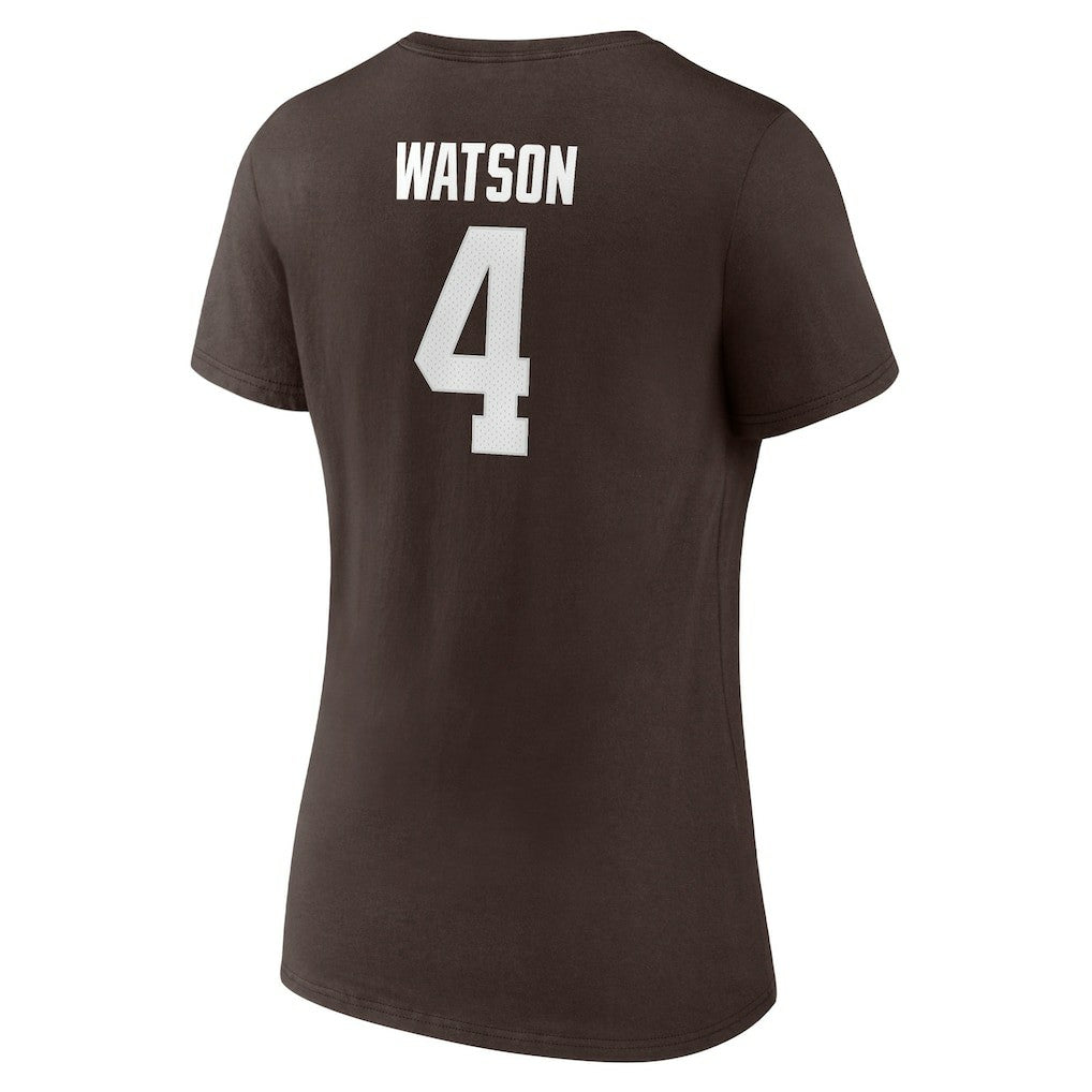 NFL Cleveland Browns Deshaun Watson  Women's Player Icon Name & Number V-Neck T-Shirt