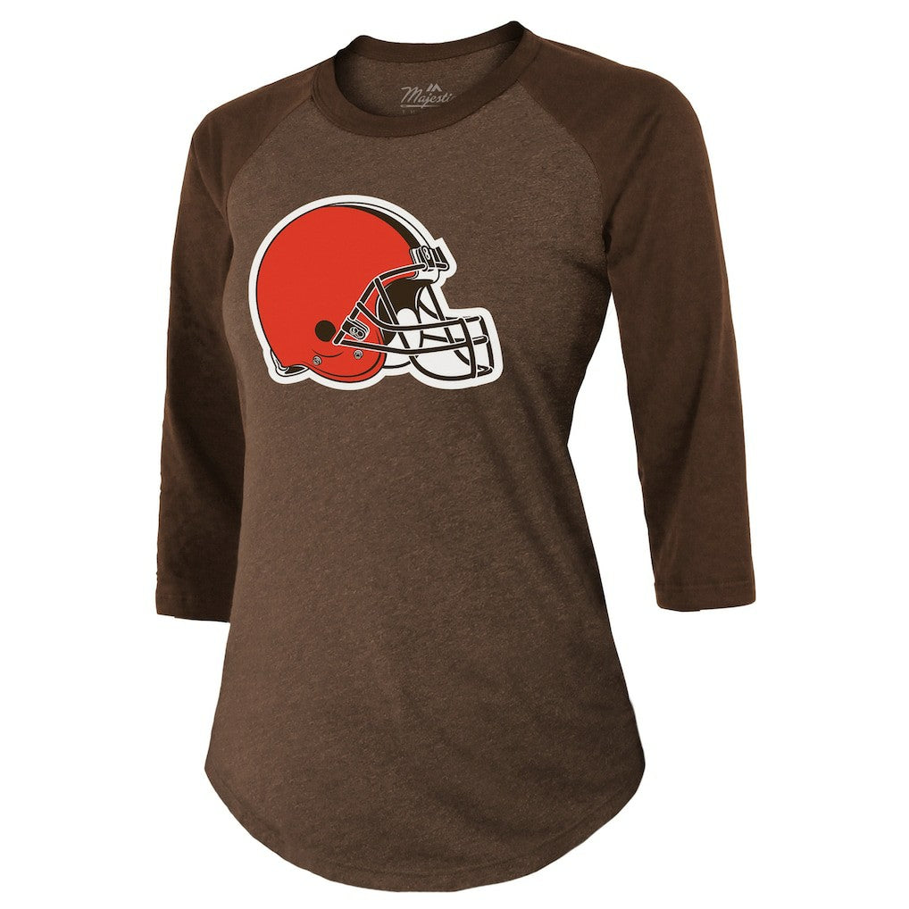 NFL Cleveland Browns Deshaun Watson  Majestic Threads Women's Name & Number Raglan 3/4 Sleeve T-Shirt