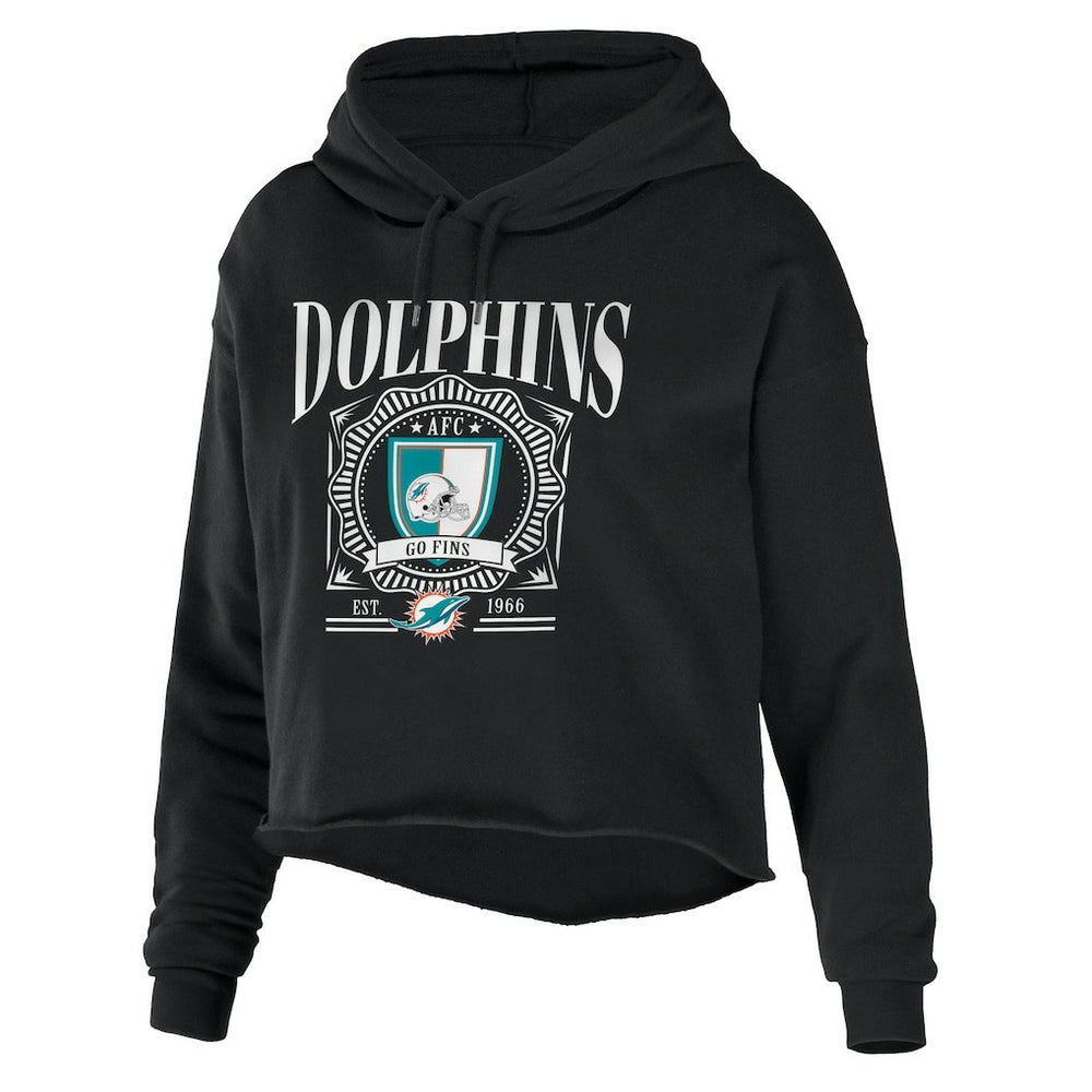 NFL Miami Dolphins WEAR by Erin Andrews Women's Cropped Sponge Fleece Pullover Hoodie